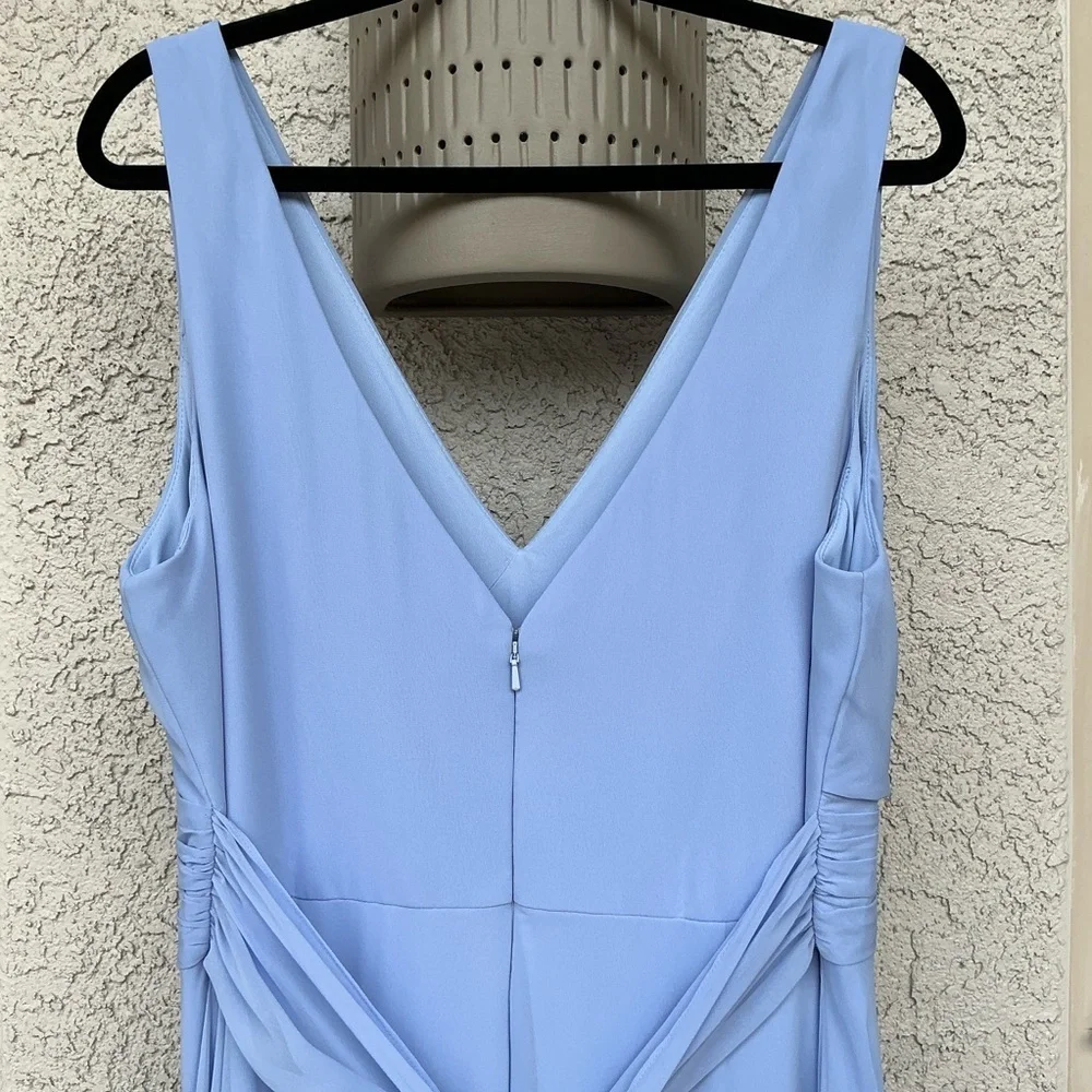 NWT Thread Dessy Group Lux Chiffon Layla Maxi Dress Gown Size 16 Sky Blue TH012
